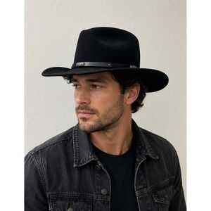 Bradley Cowboy Hat Mens Small Black Excellent Crushable Water Repellent Wool‎